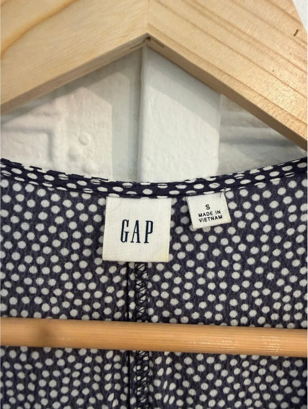 GAP Navy Blue Polka Dot Side Button Wrap Midi Dress S - Picture 8 of 12